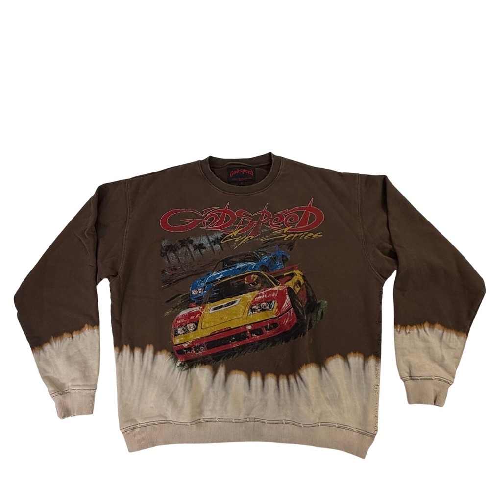 Godspeed Cup Series Racing Sweatshirt Brown Dip Dye Distressed MMXXV Men S